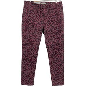 NEW Social Standard by Sanctuary Women Ankle Jean 12 Slim Mid Rise Cheetah Print